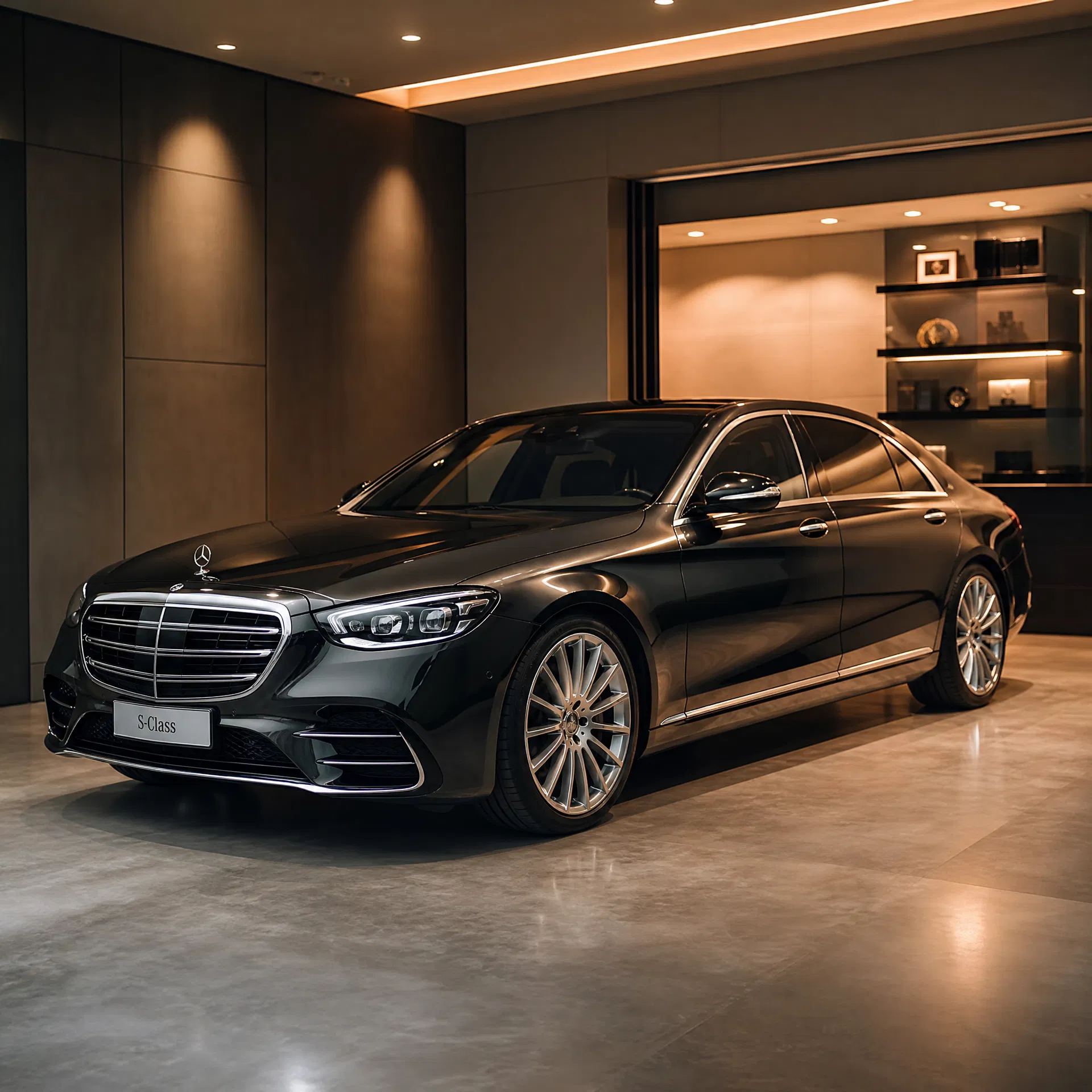 Carro de luxo em showroom moderno
